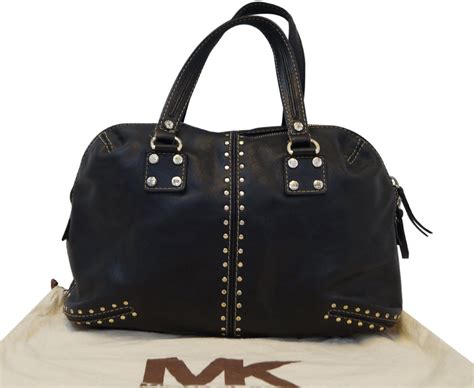 michael kors black bag with neon|Michael Kors black studded bag.